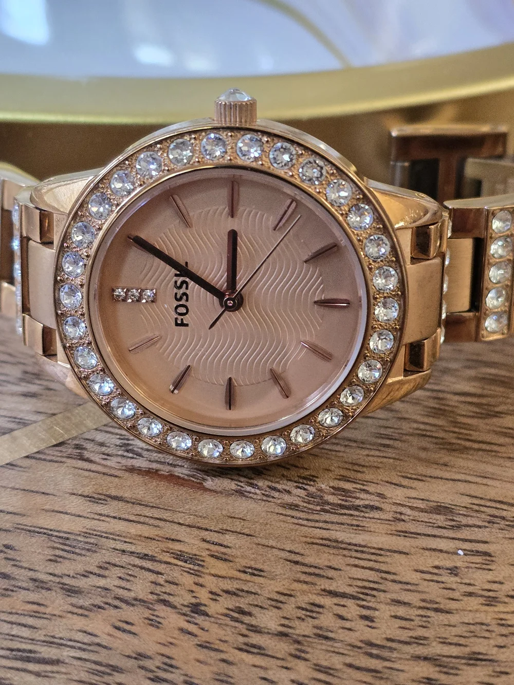 Fossil Rose Gold Tone Crystal Bracelet Watch